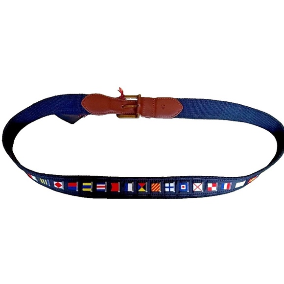 STAR CLIPPERS Men's Signal Flags Navy Tape w/Flags Belt; Size 42 (NWT) - Picture 2 of 7